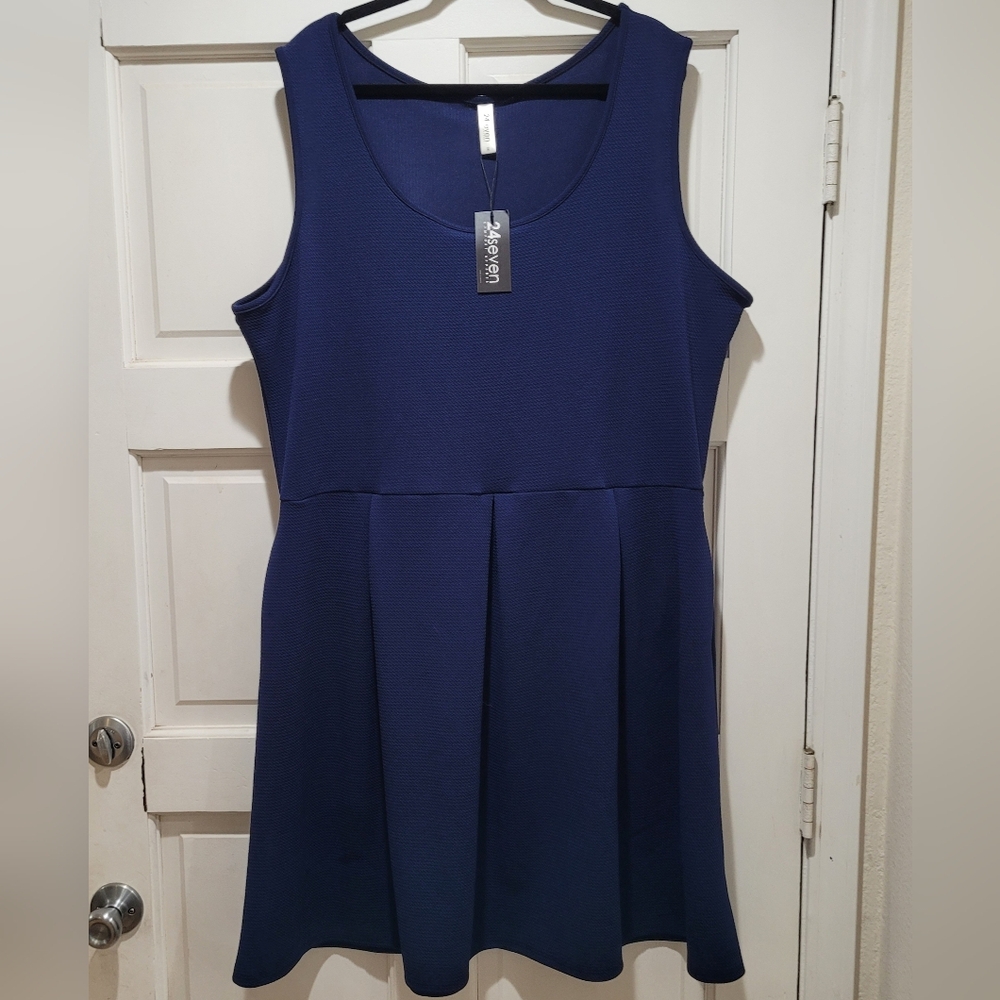 24Seven Navy Blue Skater Style Dress with Pockets – Size 3X  NWT